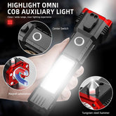 USB Charging Super Bright LED Flashlight with Safety Hammer Side Light Torch-TI00773-Veeddydropshipping